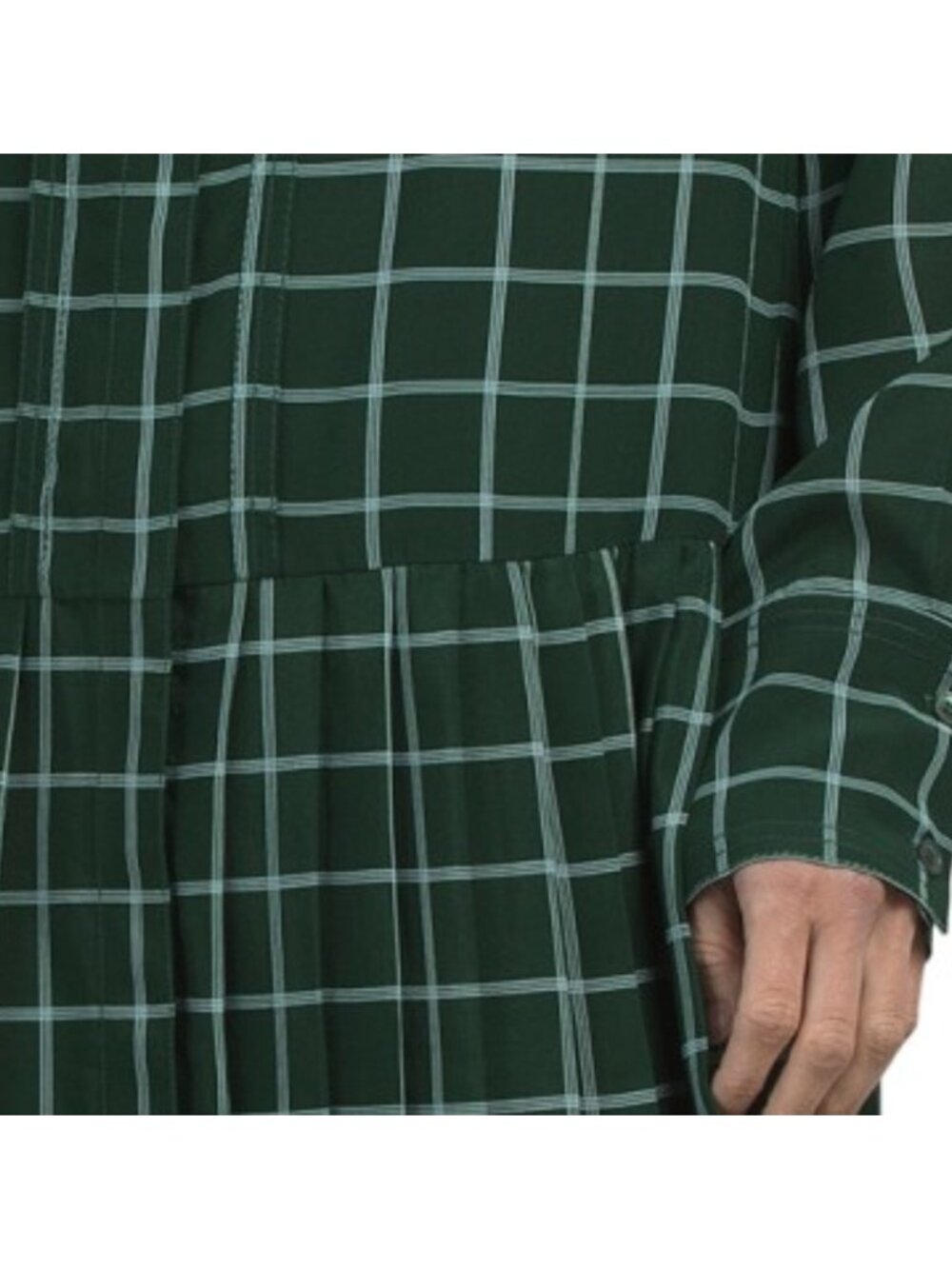 REBECCA TAYLOR Silk Windowpane Pleated Mini Shirt Dress - Picture 4 of 4